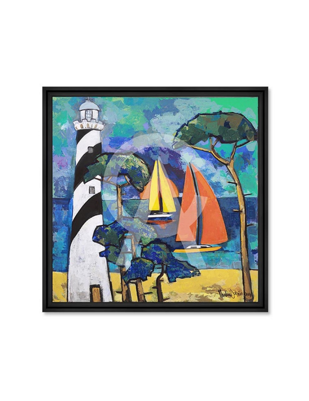 Le phare de Contis - Tableau de Martine Gonnin