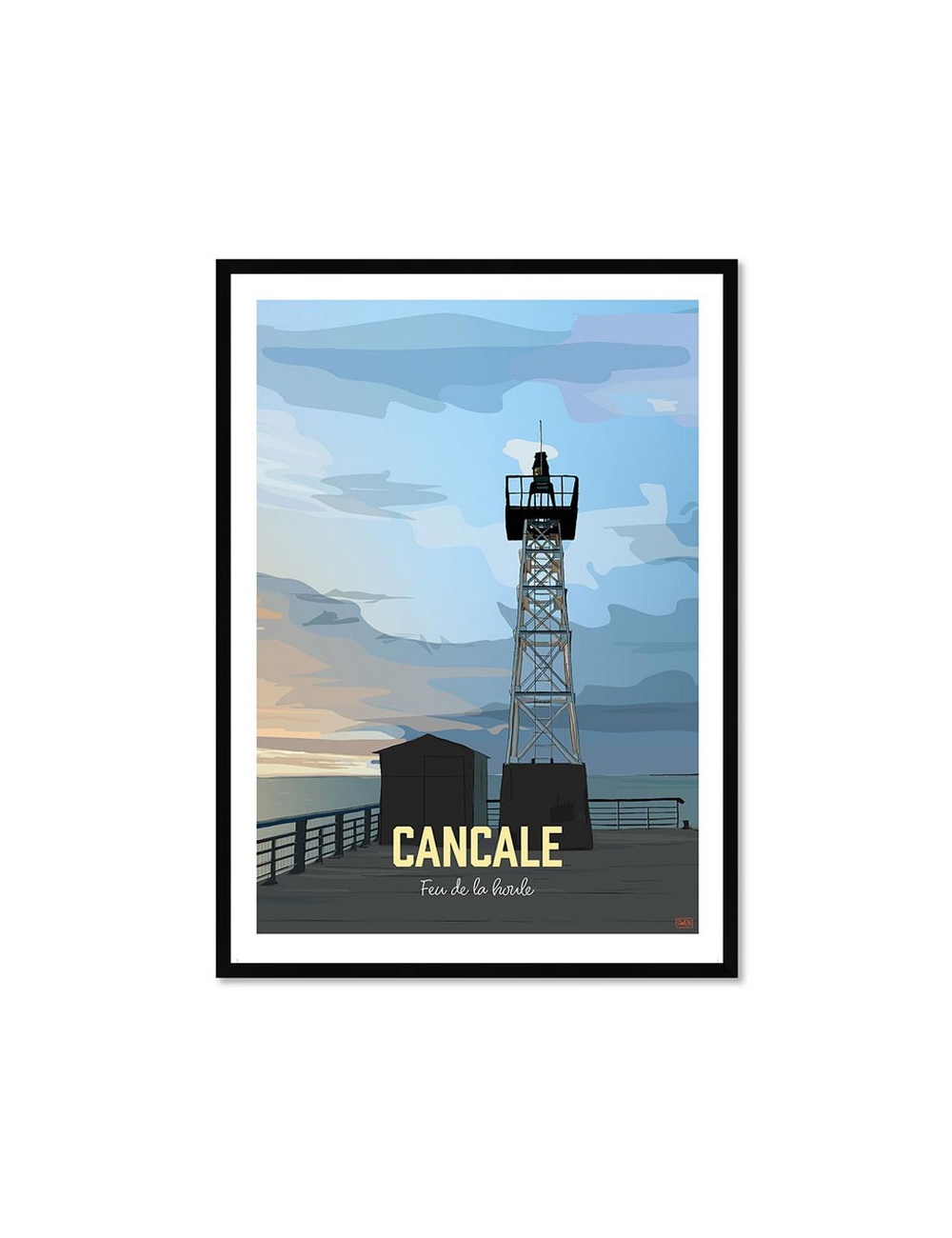 Affiche encadrée rétro Cancale – Feu de la Houle