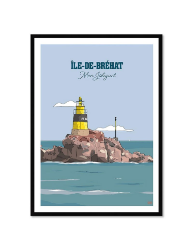 Affiche encadrée rétro Île-de-Bréhat – Men Joliguet