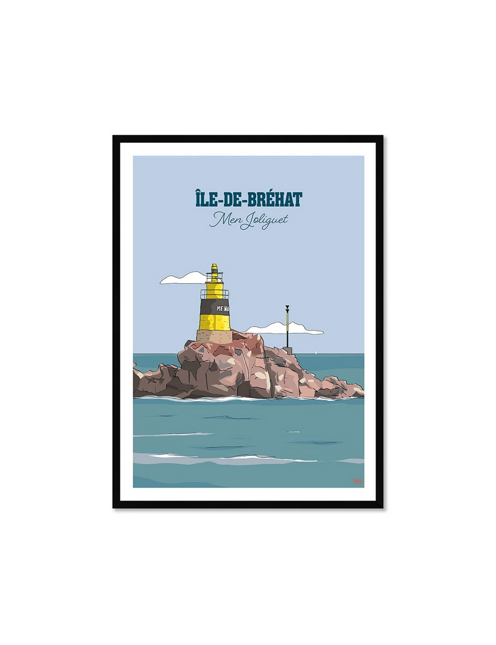 Affiche encadrée rétro Île-de-Bréhat – Men Joliguet