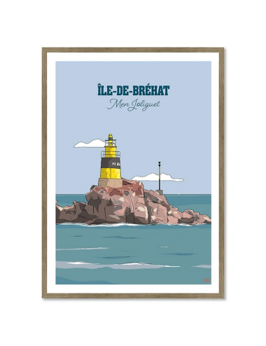 Affiche encadrée rétro Île-de-Bréhat – Men Joliguet