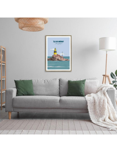 Affiche encadrée rétro Île-de-Bréhat – Men Joliguet