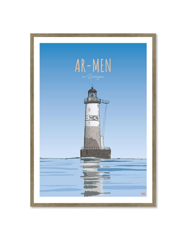 Affiche encadrée rétro Phare d’Ar-Men – Bretagne