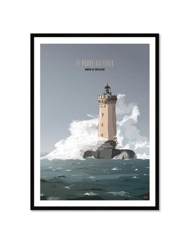 Affiche encadrée rétro Phare du Four – Mer d’Iroise