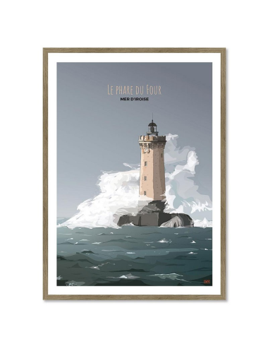 Affiche encadrée rétro Phare du Four – Mer d’Iroise