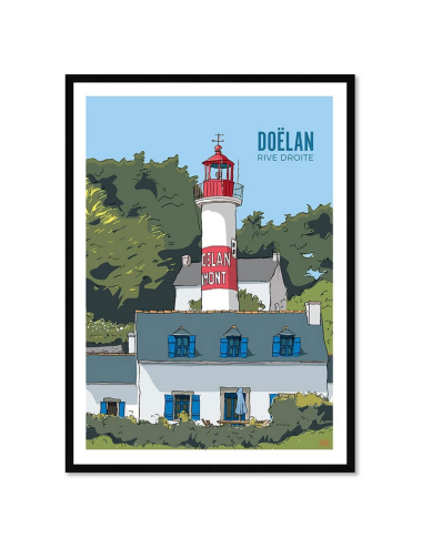 Affiche rétro Doëlan encadrée – Phare rive droite