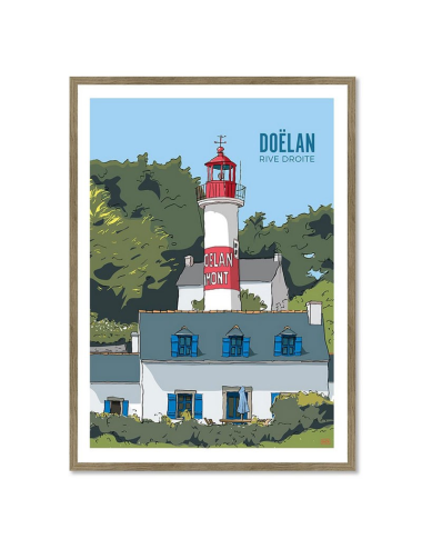 Affiche rétro Doëlan encadrée – Phare rive droite