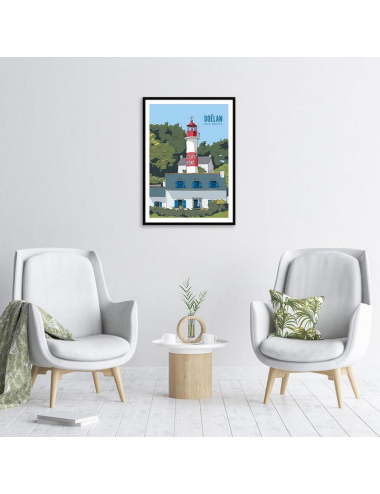 Affiche rétro Doëlan encadrée – Phare rive droite