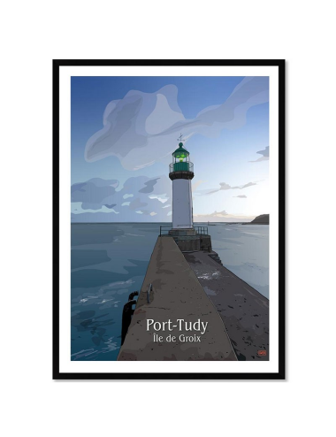 Affiche rétro Port-Tudy encadrée – Île de Groix