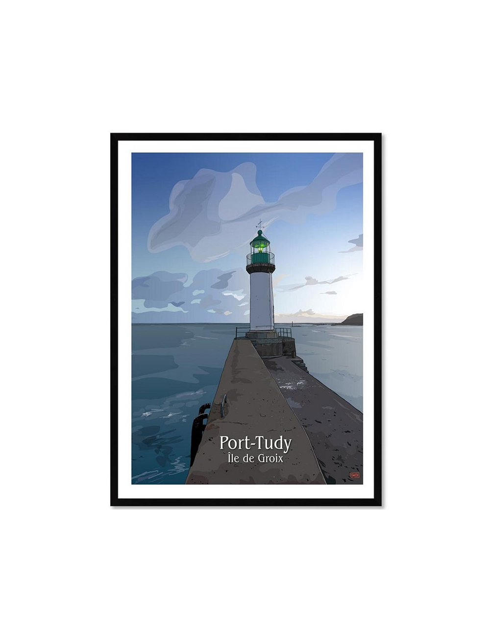 Affiche rétro Port-Tudy encadrée – Île de Groix
