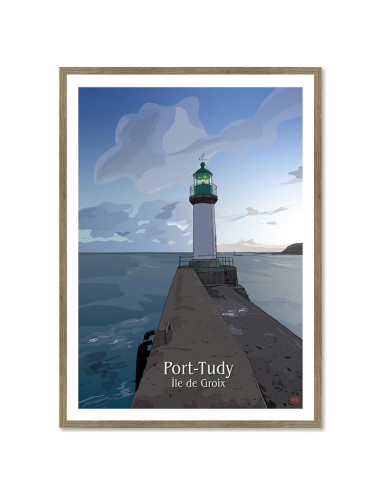 Affiche rétro Port-Tudy encadrée – Île de Groix
