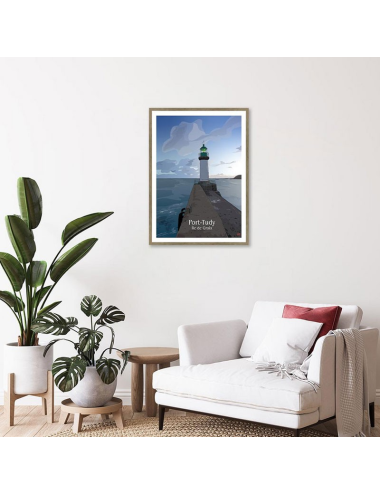 Affiche rétro Port-Tudy encadrée – Île de Groix