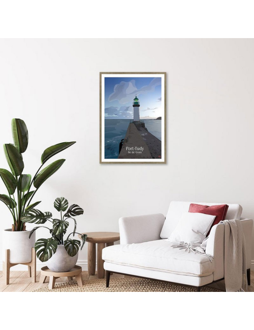 Affiche rétro Port-Tudy encadrée – Île de Groix