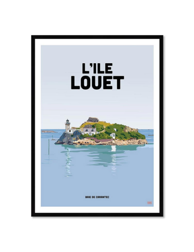 Affiche rétro Île Louët encadrée – Baie de Carantec