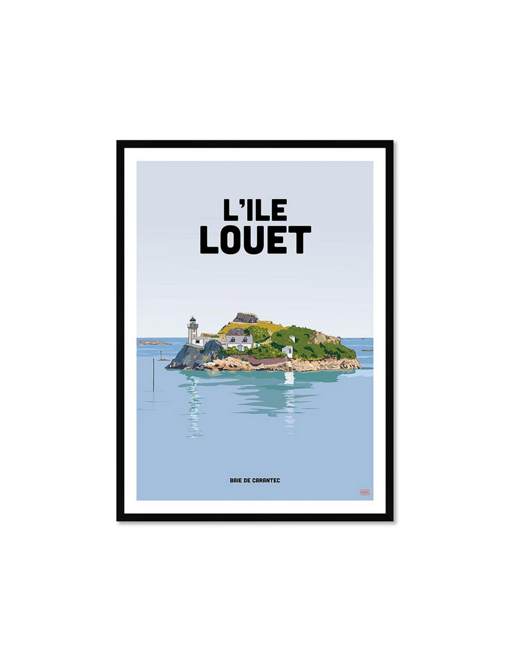 Affiche rétro Île Louët encadrée – Baie de Carantec