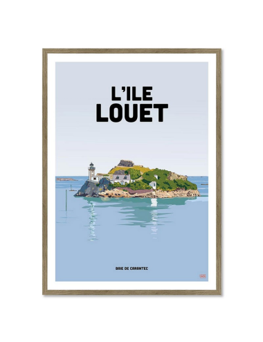 Affiche rétro Île Louët encadrée – Baie de Carantec