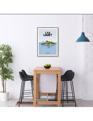 Affiche rétro Île Louët encadrée – Baie de Carantec