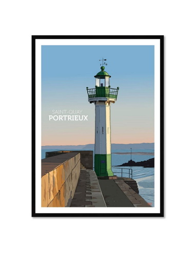 Affiche rétro Saint-Quay-Portrieux encadrée – Phare