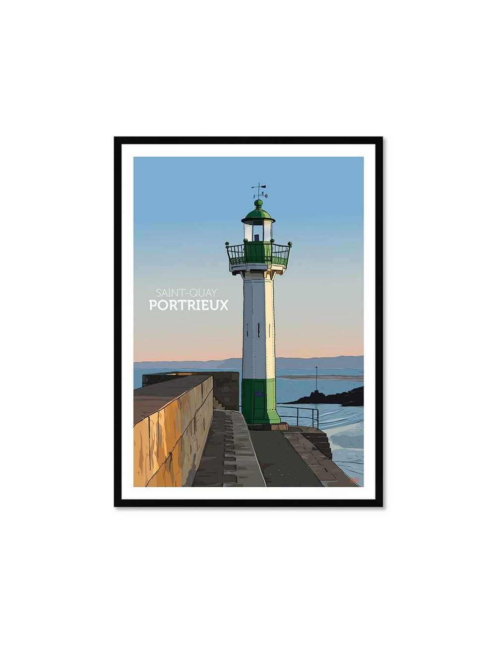 Affiche rétro Saint-Quay-Portrieux encadrée – Phare