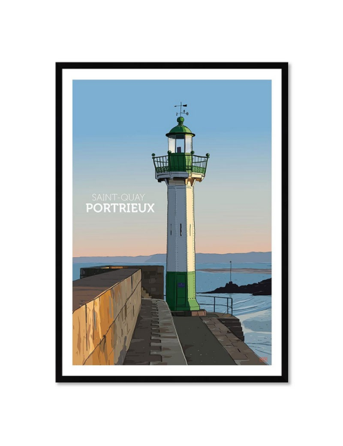 Affiche rétro Saint-Quay-Portrieux encadrée – Phare
