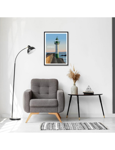 Affiche rétro Saint-Quay-Portrieux encadrée – Phare