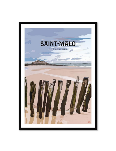 Affiche rétro Saint-Malo encadrée – Cité corsaire