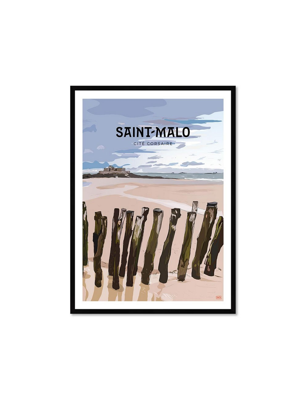 Affiche rétro Saint-Malo encadrée – Cité corsaire