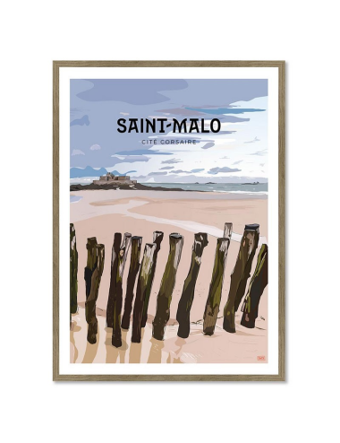 Affiche rétro Saint-Malo encadrée – Cité corsaire