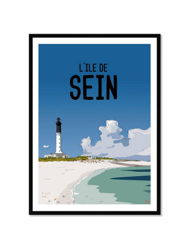 Affiche rétro Île de Sein – Phare encadrée