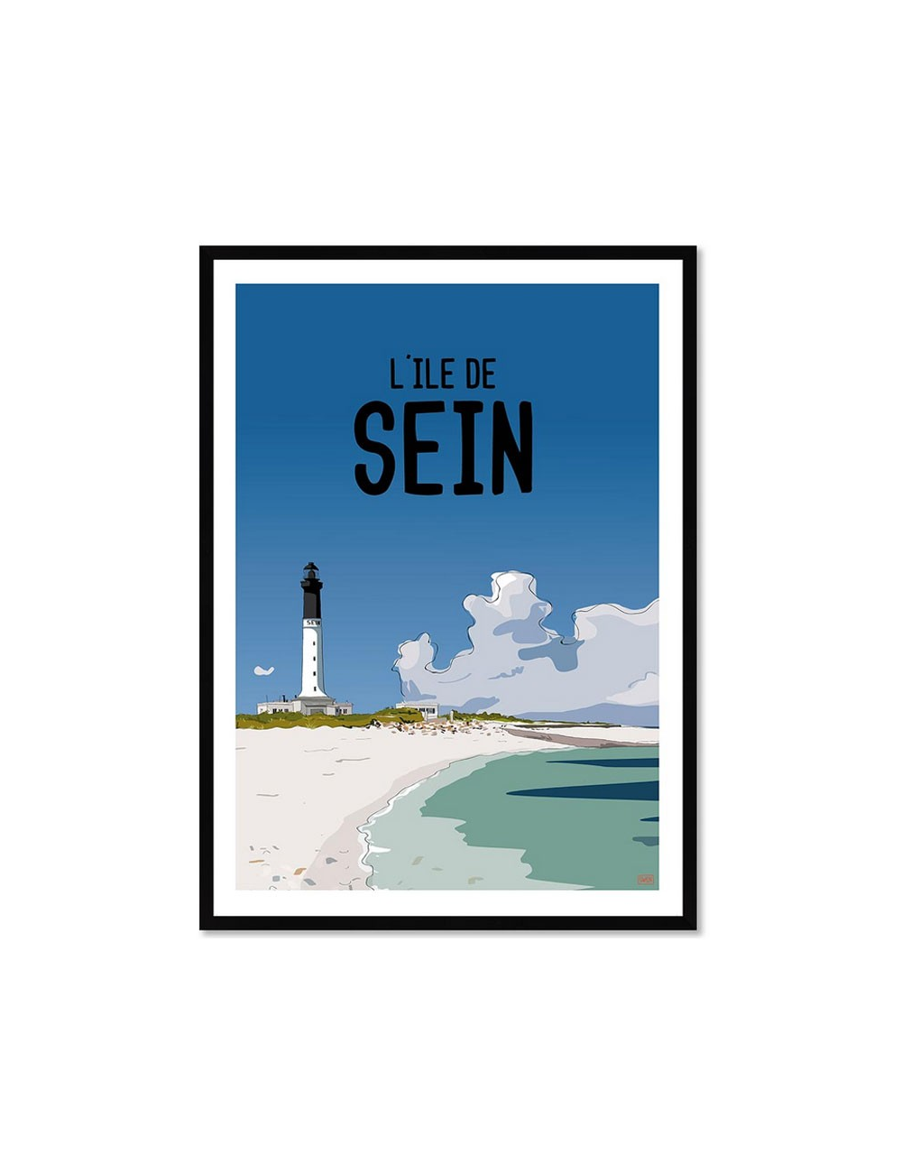Affiche rétro Île de Sein – Phare encadrée