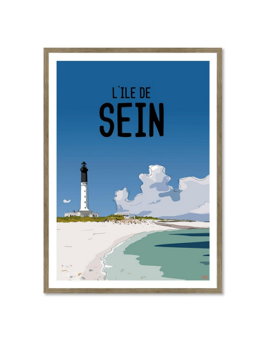 Affiche rétro Île de Sein – Phare encadrée