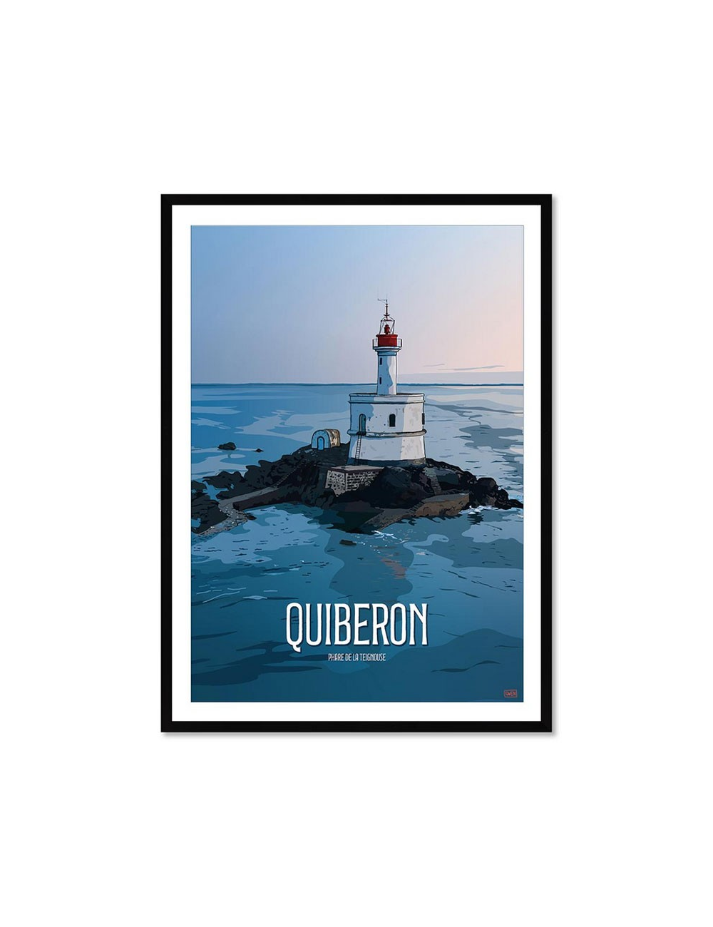 Affiche rétro Quiberon – Phare de la Teignouse encadrée