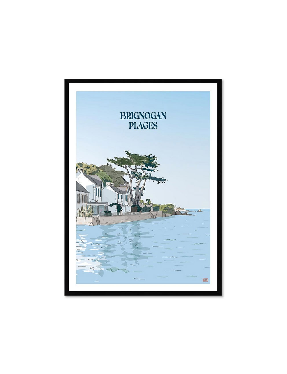 Affiche rétro Brignogan-Plages encadrée