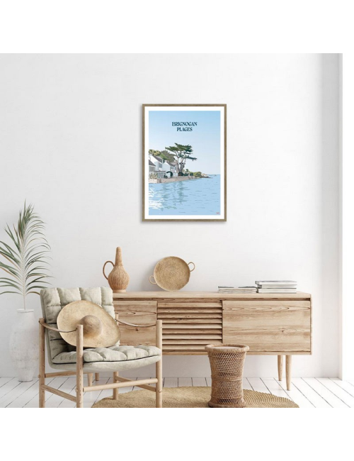 Affiche rétro Brignogan-Plages encadrée