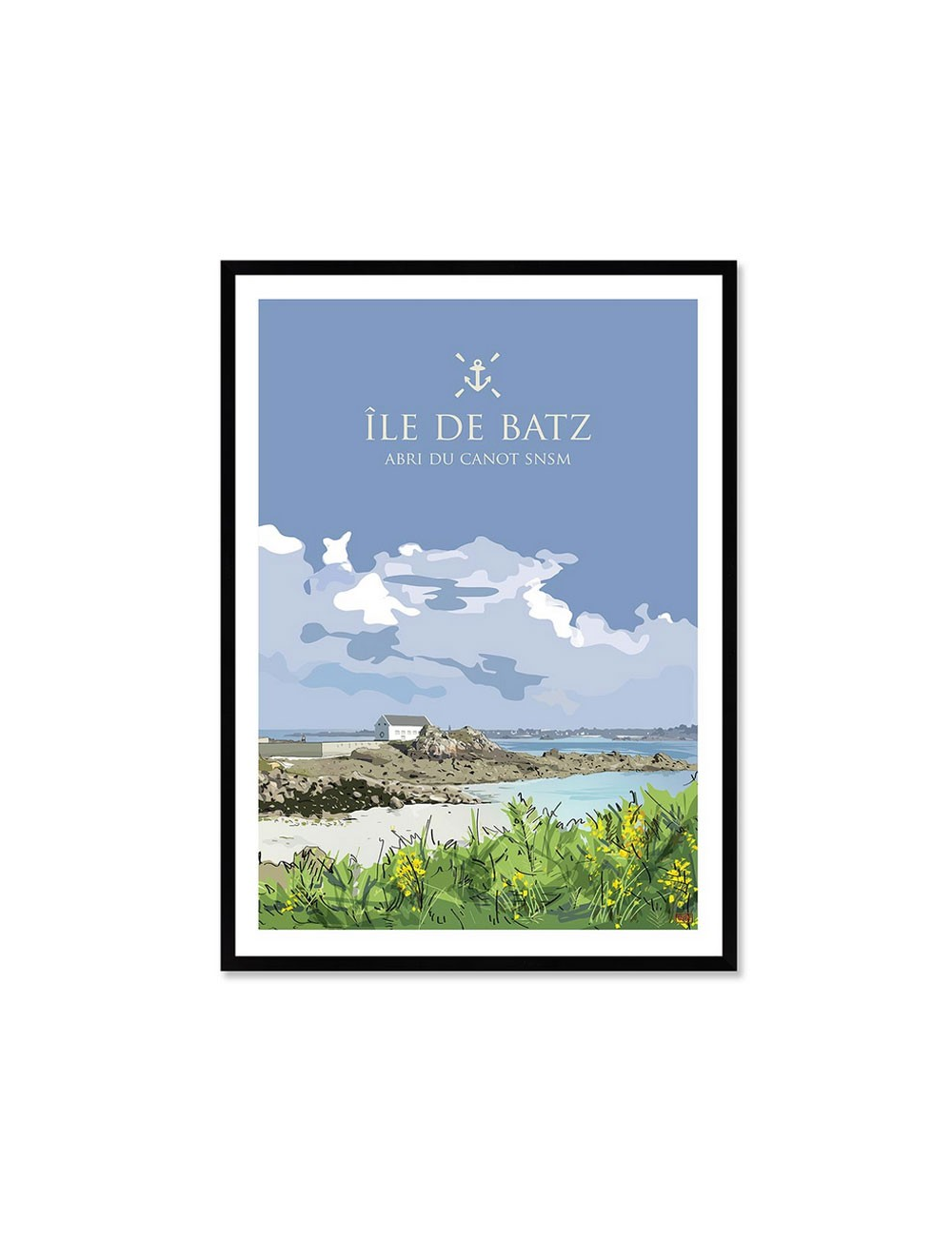 Affiche rétro Île de Batz encadrée