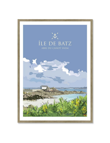 Affiche rétro Île de Batz encadrée