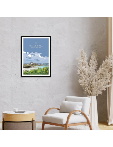 Affiche rétro Île de Batz encadrée