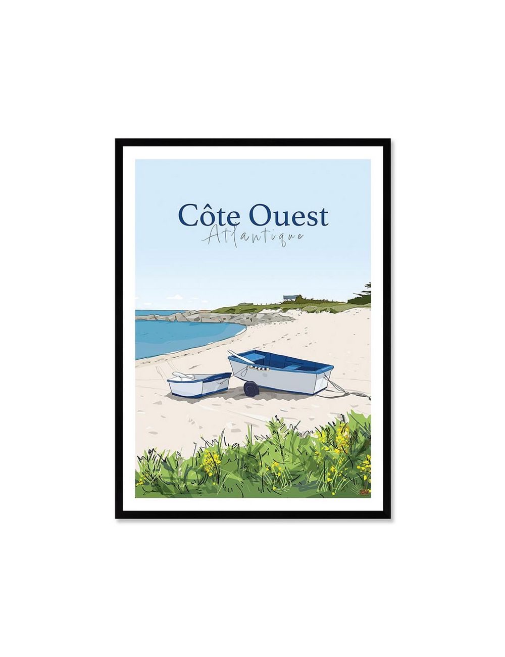 Affiche rétro Côte Ouest Atlantique encadrée