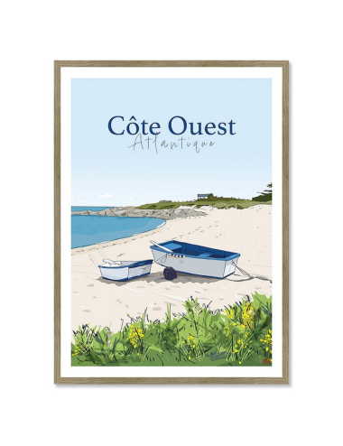 Affiche rétro Côte Ouest Atlantique encadrée