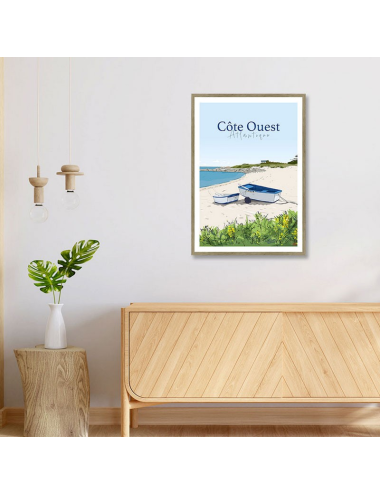 Affiche rétro Côte Ouest Atlantique encadrée