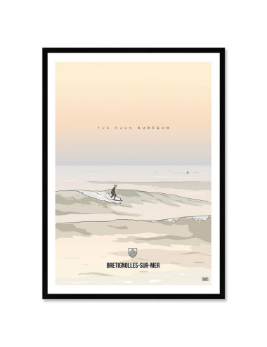 Affiche rétro Bretignolles-sur-Mer encadrée – Surfeur