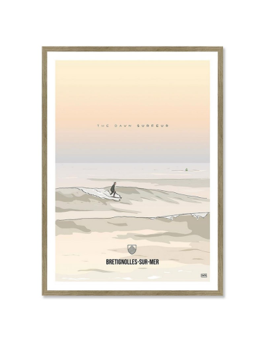 Affiche rétro Bretignolles-sur-Mer encadrée – Surfeur
