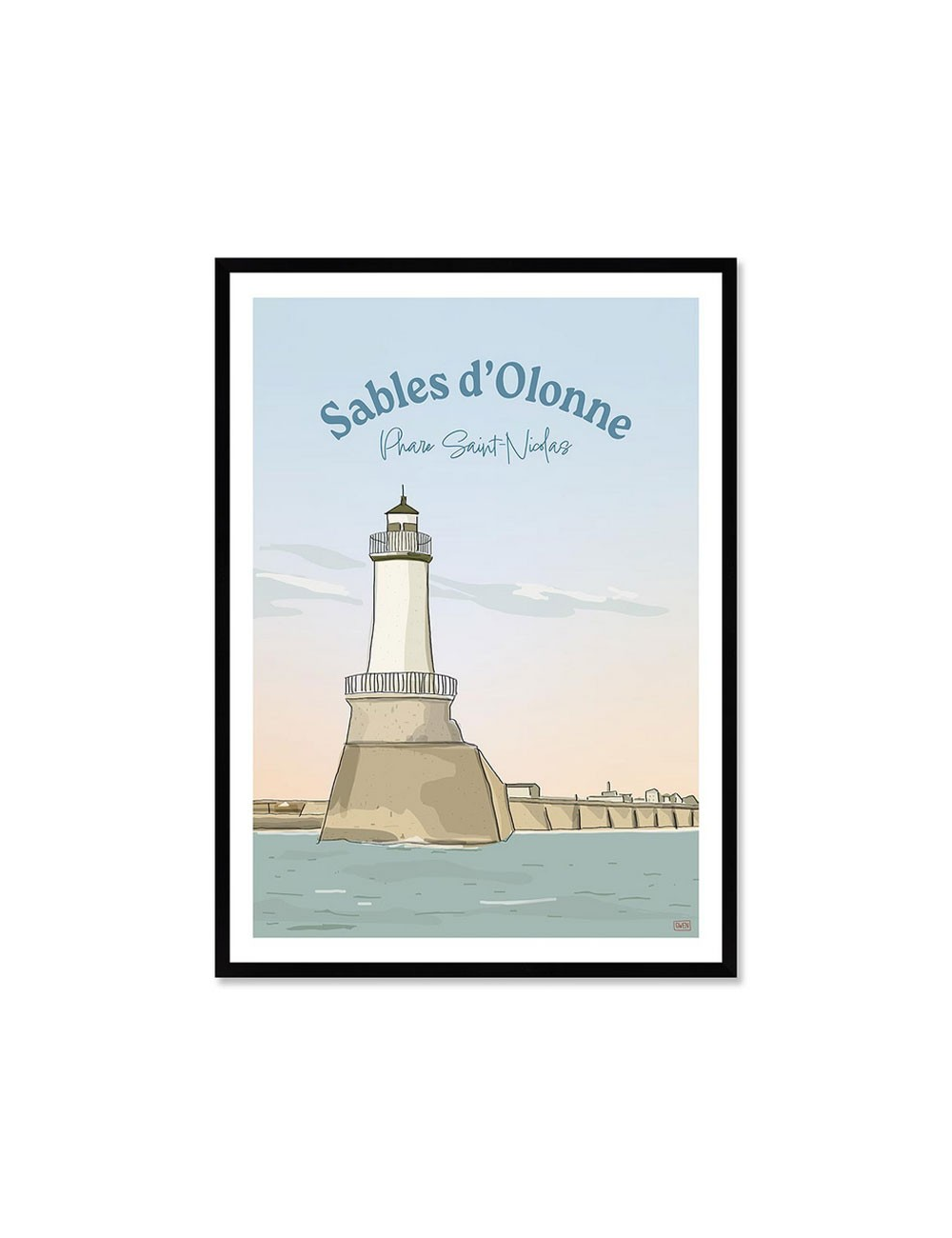 Affiche rétro Sables d’Olonne encadrée – Phare Saint-Nicolas
