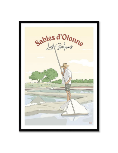 Affiche rétro Sables d’Olonne encadrée – Les Salines