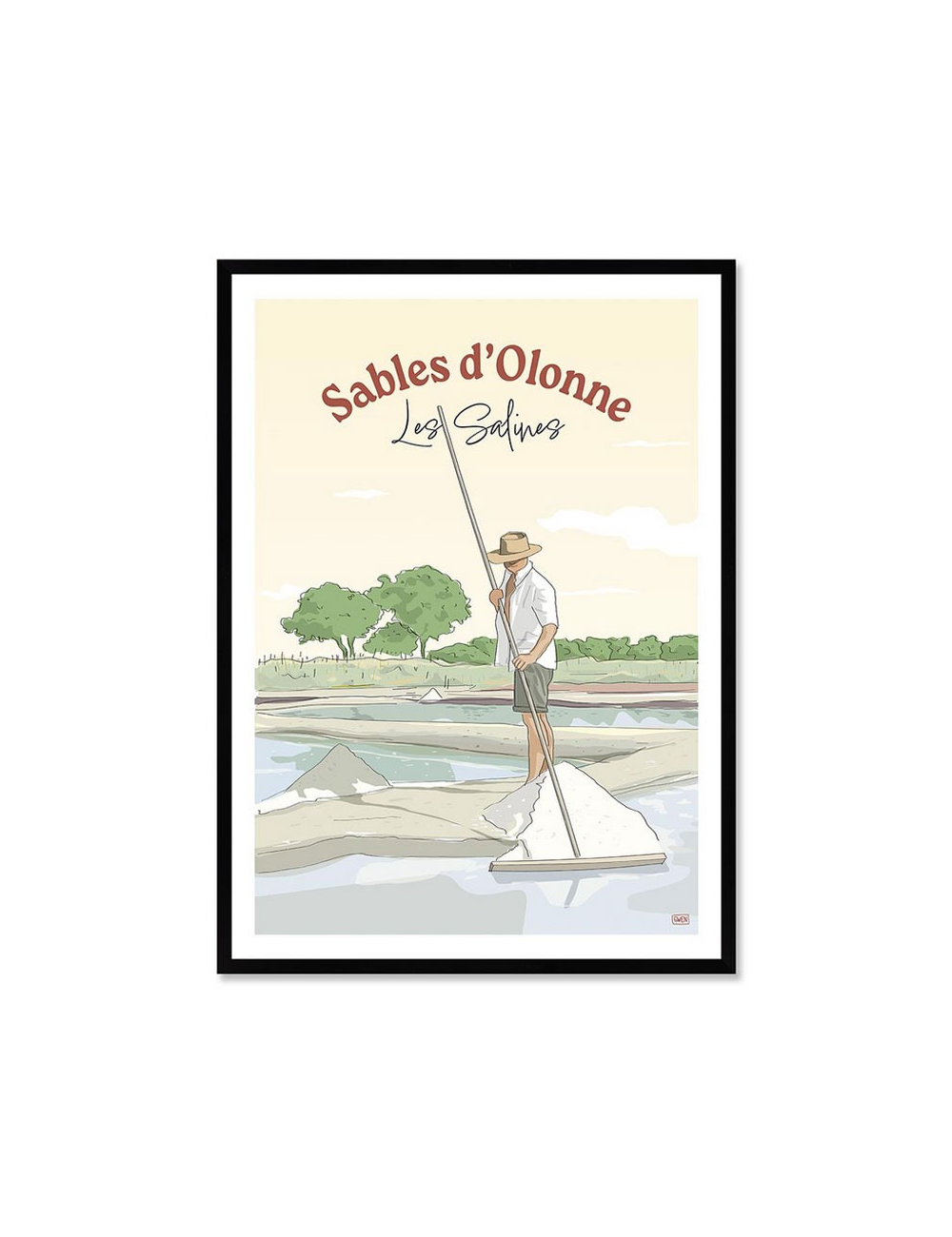 Affiche rétro Sables d’Olonne encadrée – Les Salines
