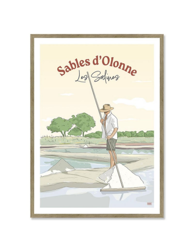 Affiche rétro Sables d’Olonne encadrée – Les Salines