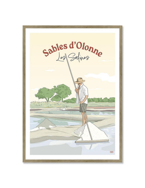Affiche rétro Sables d’Olonne encadrée – Les Salines