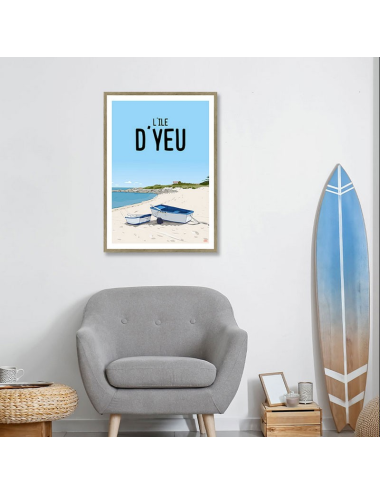 Affiche rétro Île d’Yeu encadrée – Poster vintage plage
