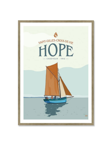 Affiche rétro Saint-Gilles-Croix-de-Vie – Bateau Hope encadrée