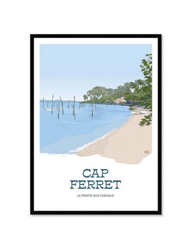 Affiche Cap Ferret – Pointe aux Chevaux encadrée
